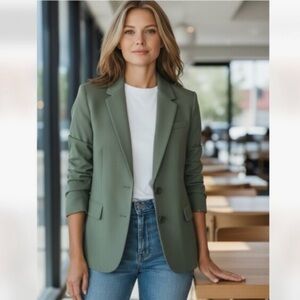 New J.Crew Academia Two Button Women's Twill Blazer Jacket Sage Green US 4